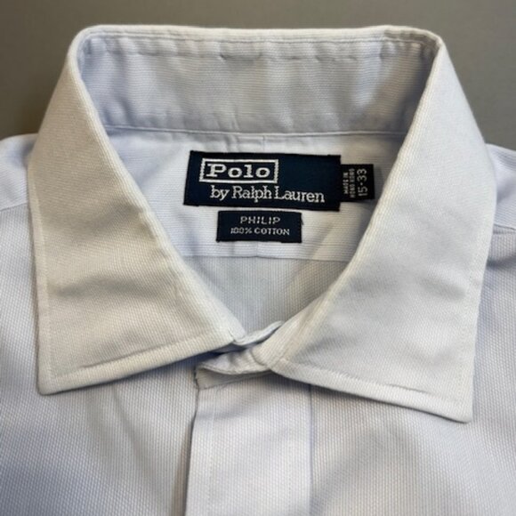 VTG Polo Ralph Lauren Shirt Mens 15 -33 Light Blue Button Up Philip Dress - Picture 1 of 6